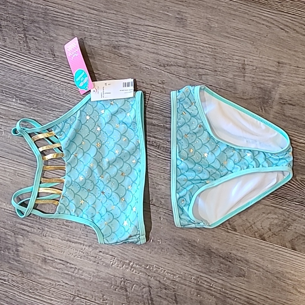 Jantzen Girls Highneck 2pc Starfish Suit with Foil Size 6